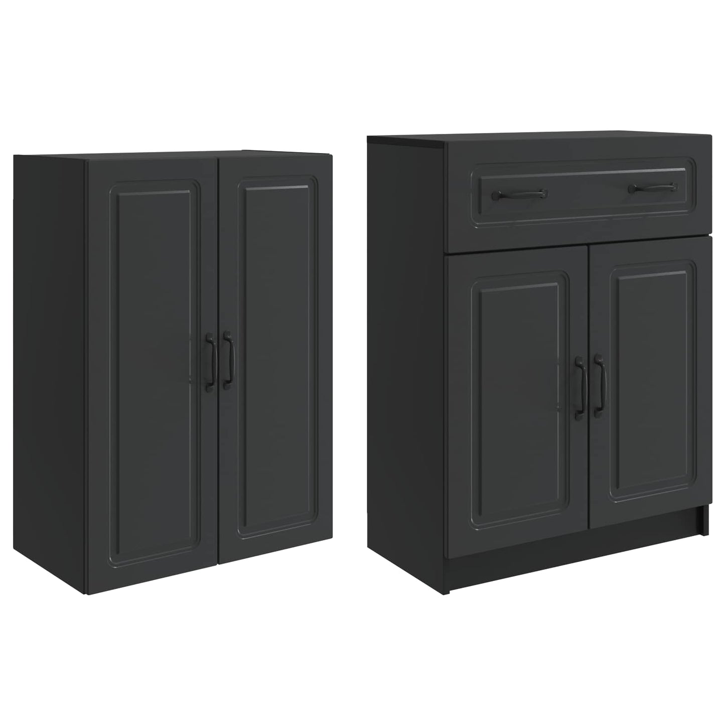 Skapsett 2 pcs Svart Konstruert tre
