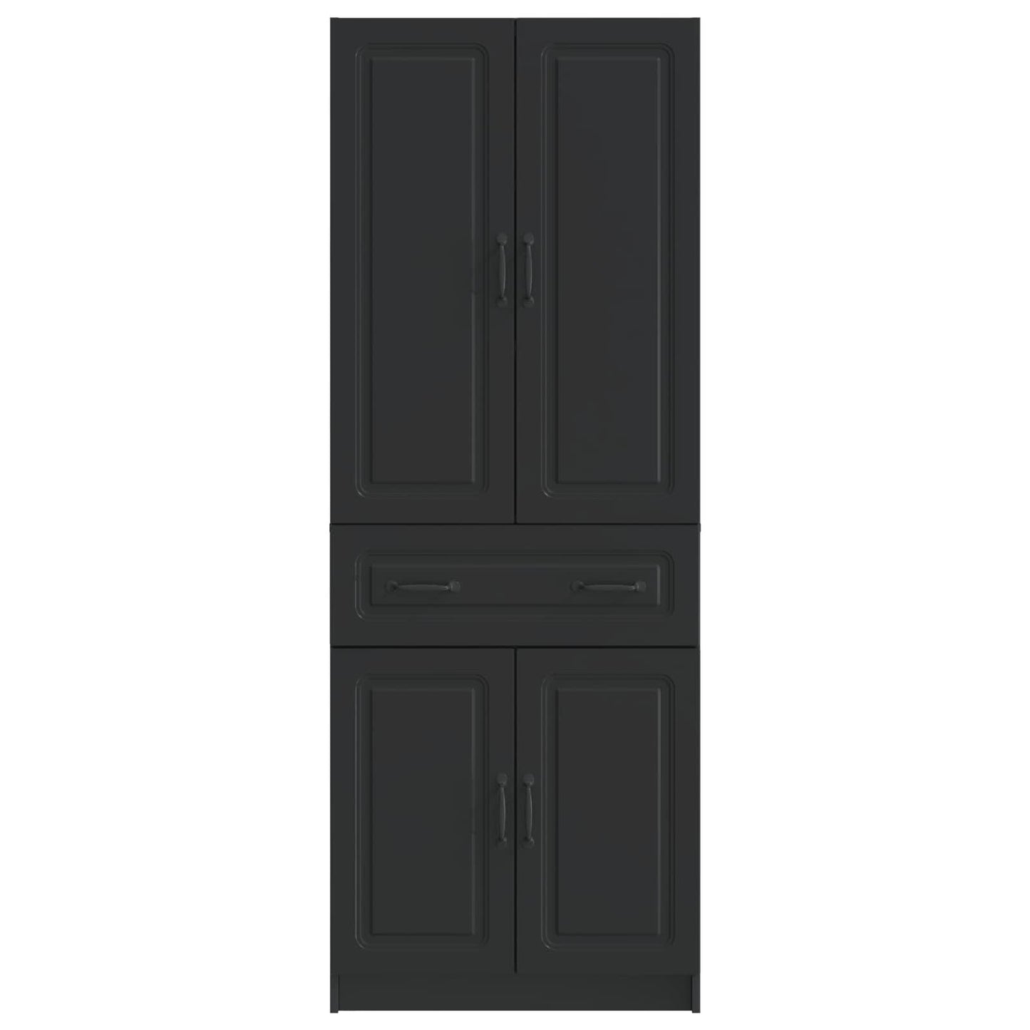 Skapsett 2 pcs Svart Konstruert tre