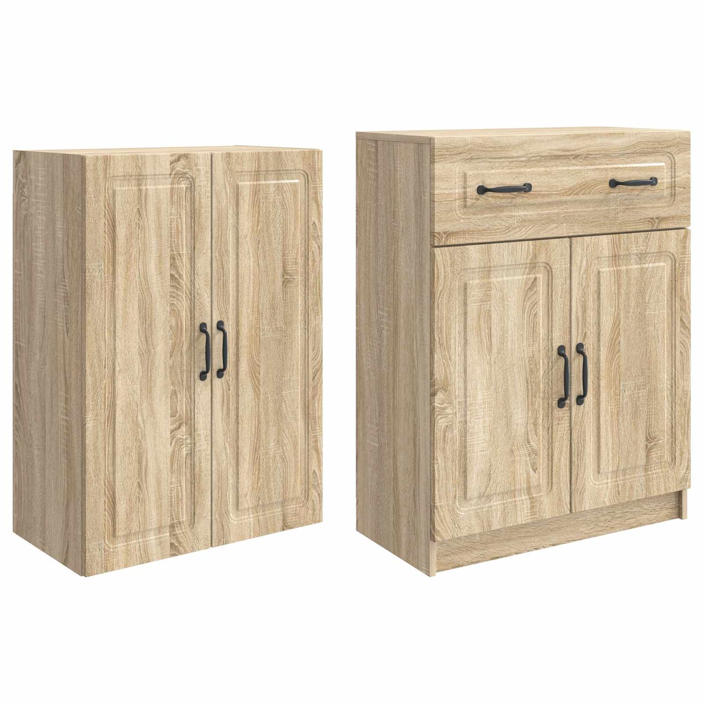 Skapsett 2 pcs Sonoma eik Konstruert tre