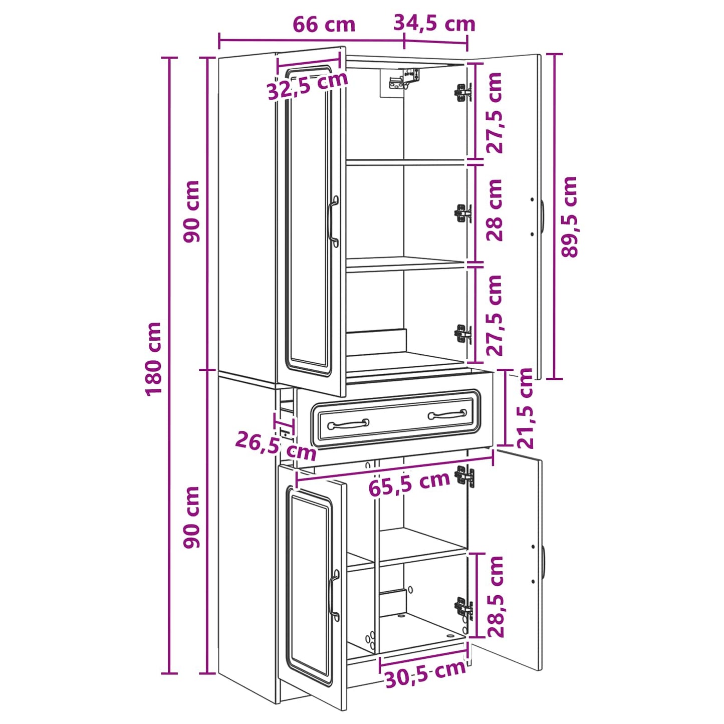 Skapsett 2 pcs Konstruert tre