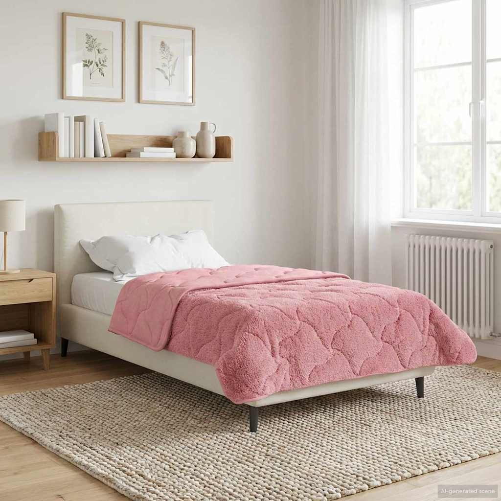 Vinter Dynen Rosa 140 x 220 cm Mikrofiber og Teddy fleece