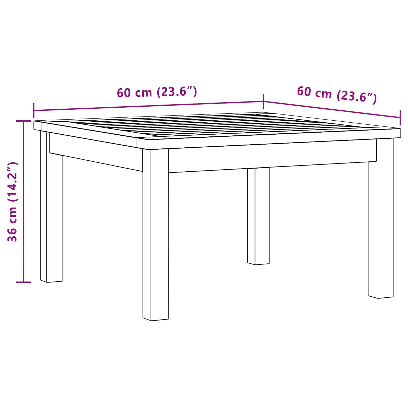 Kaffebord Lett akasie 60 x 60 x 36 cm Solid akasietre vidaXL
