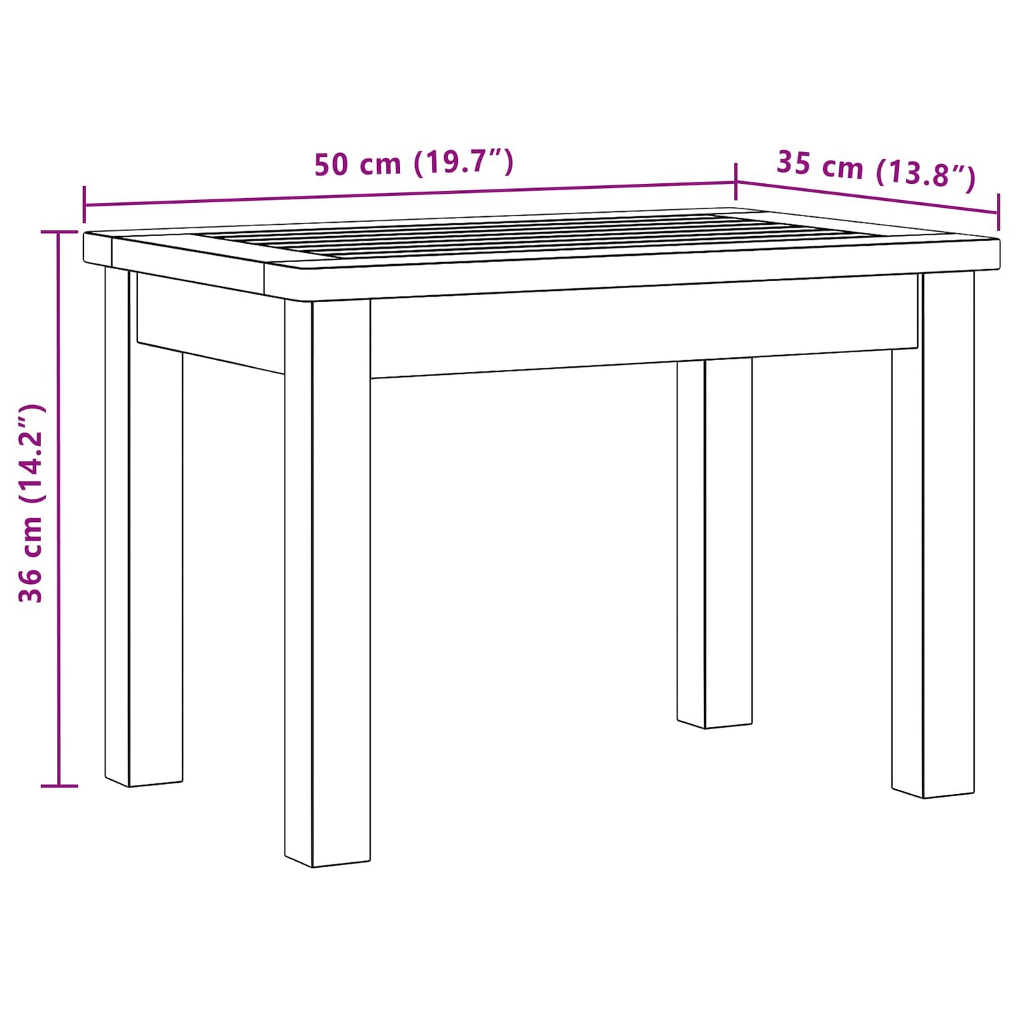 Kaffebord Lett akasie 50 x 35 x 36 cm Solid akasietre vidaXL
