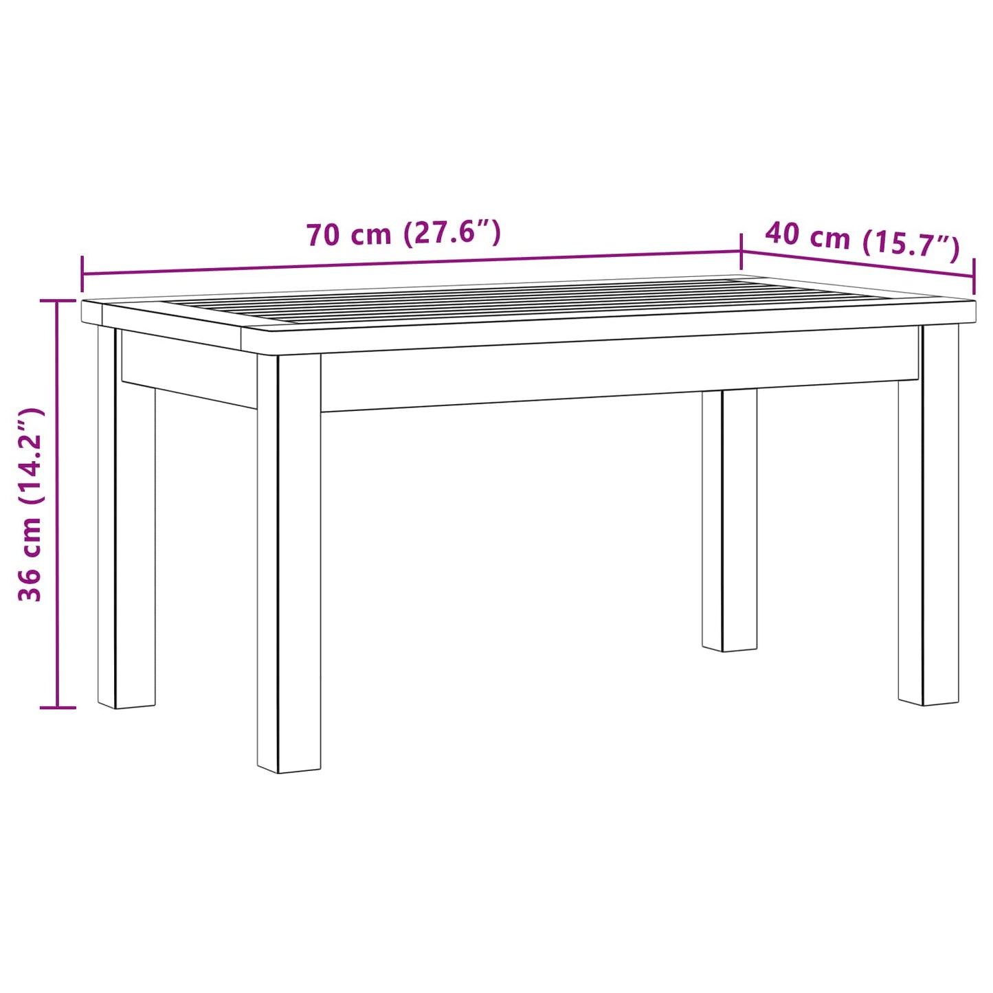Kaffebord Lett akasie 70 x 40 x 36 cm Solid akasietre vidaXL