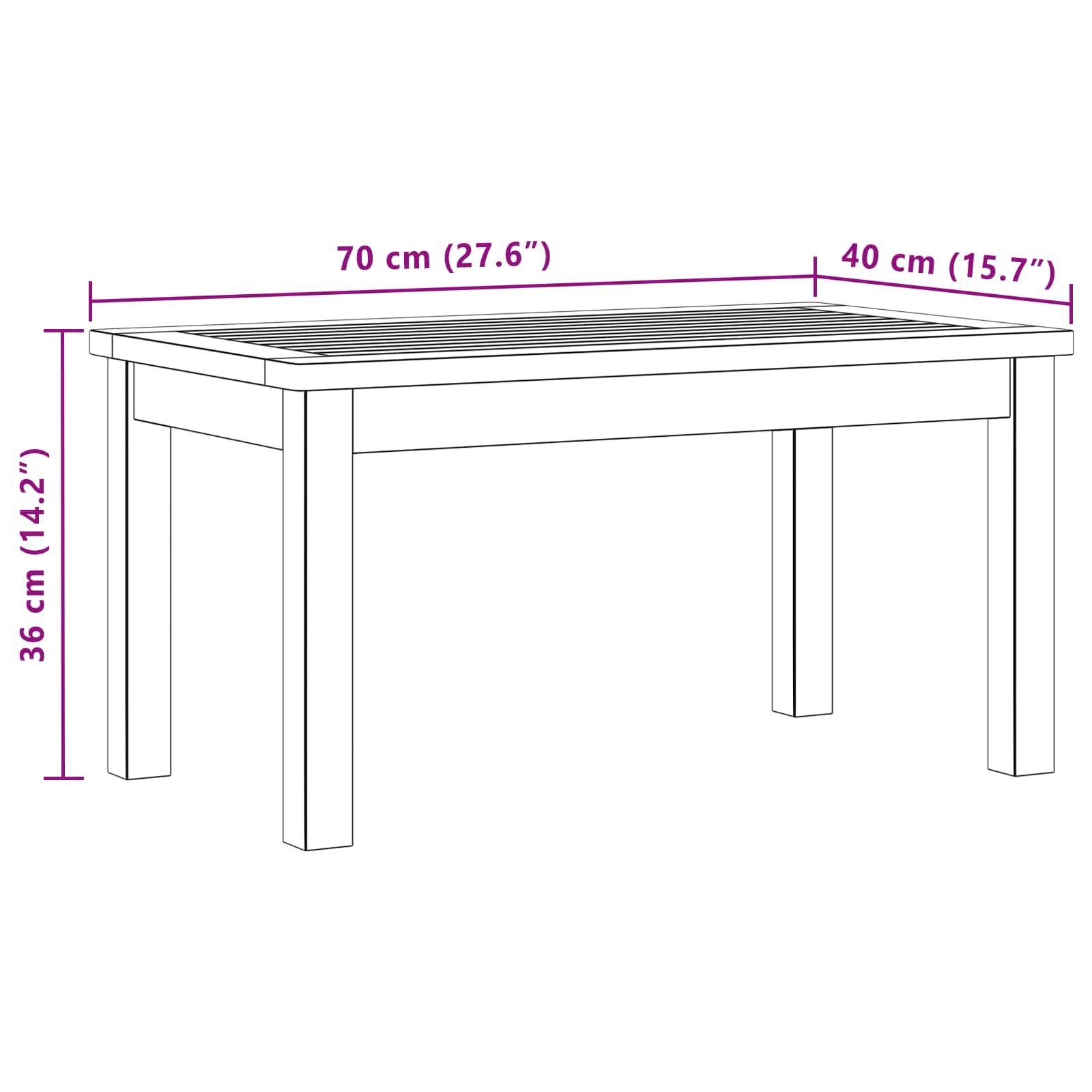 Kaffebord Lett akasie 70 x 40 x 36 cm Solid akasietre vidaXL
