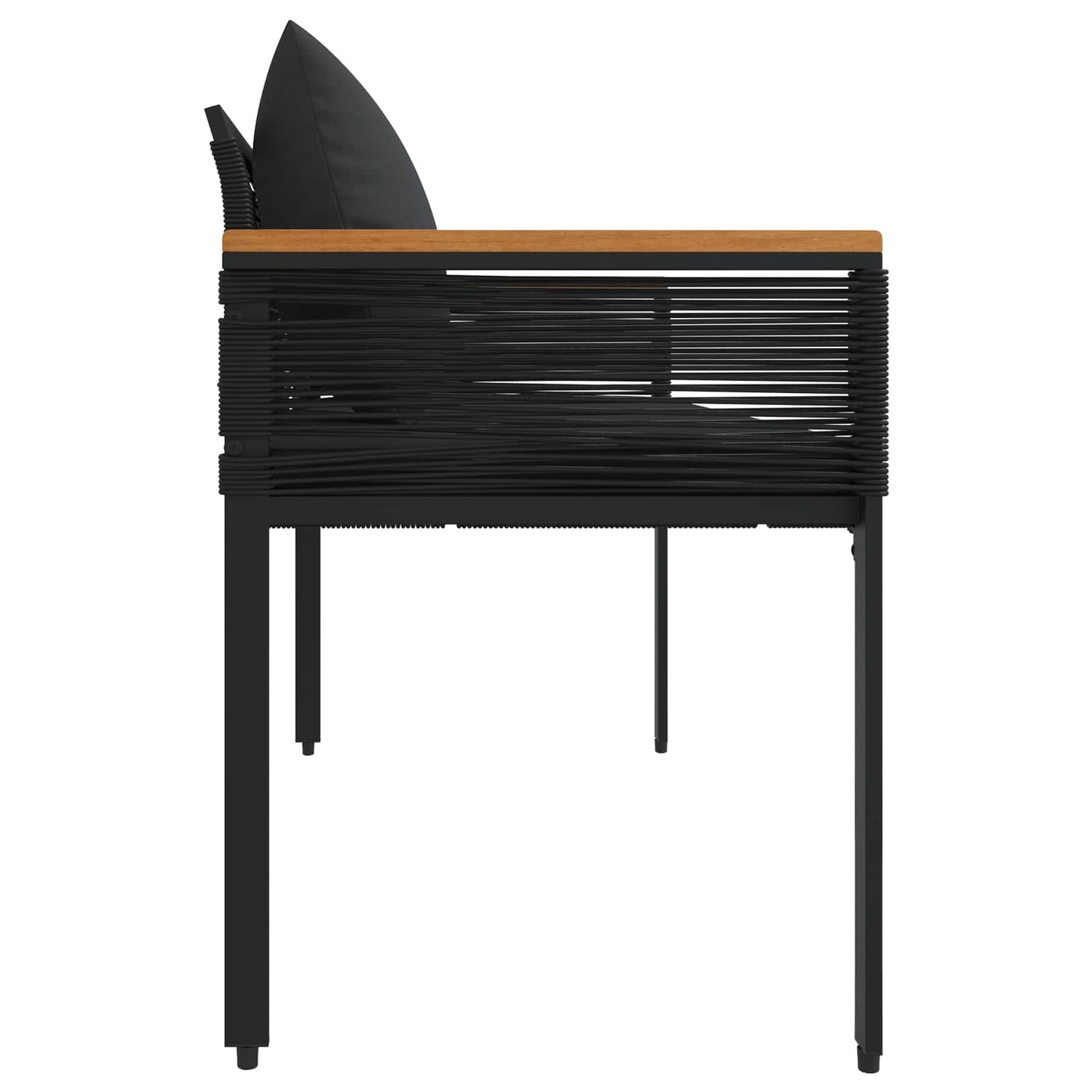 Utendørs benk med pute Svart 117 x 54 x 74.5 cm polyrotting