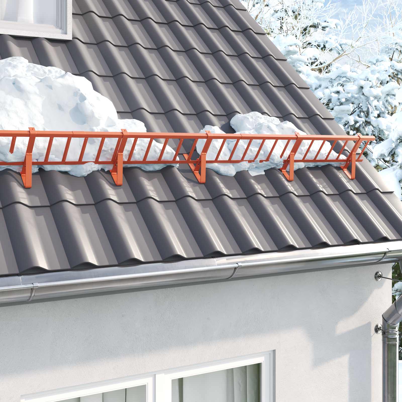 Tak snøfanger Rød 300 x 29,5 x 34,5 cm Stål vidaXL