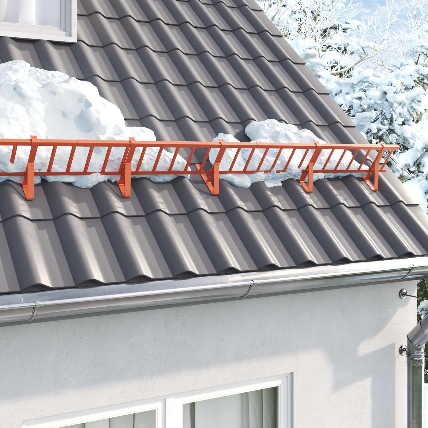 Tak snøfanger Rød 600 x 2,5 x 20 cm Stål