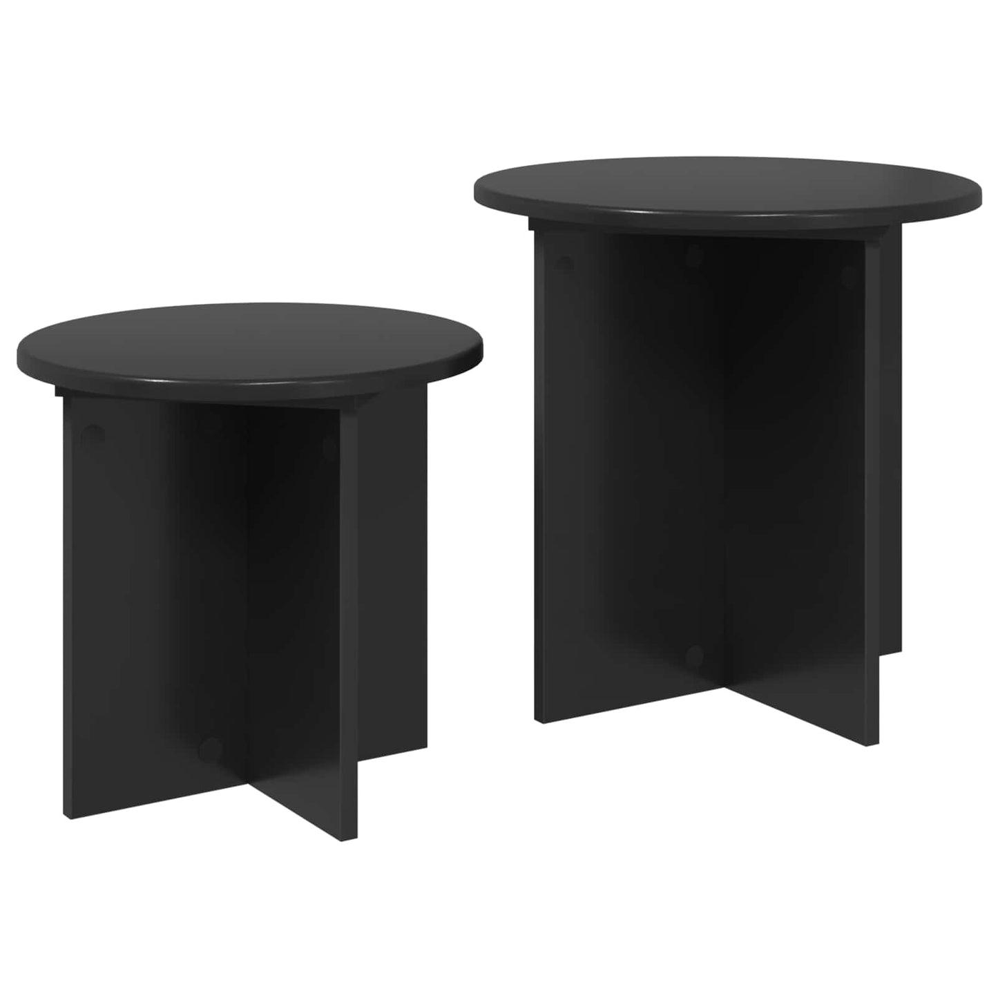 Sidebordssett med lagring 2 pcs Svart eik Konstruert tre