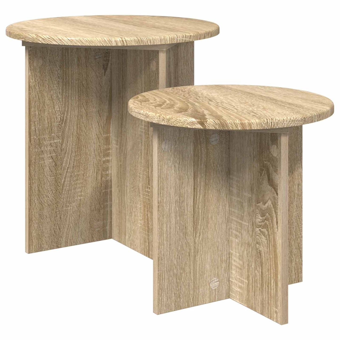 Sidebordssett med lagring 2 pcs Sonoma eik Konstruert tre
