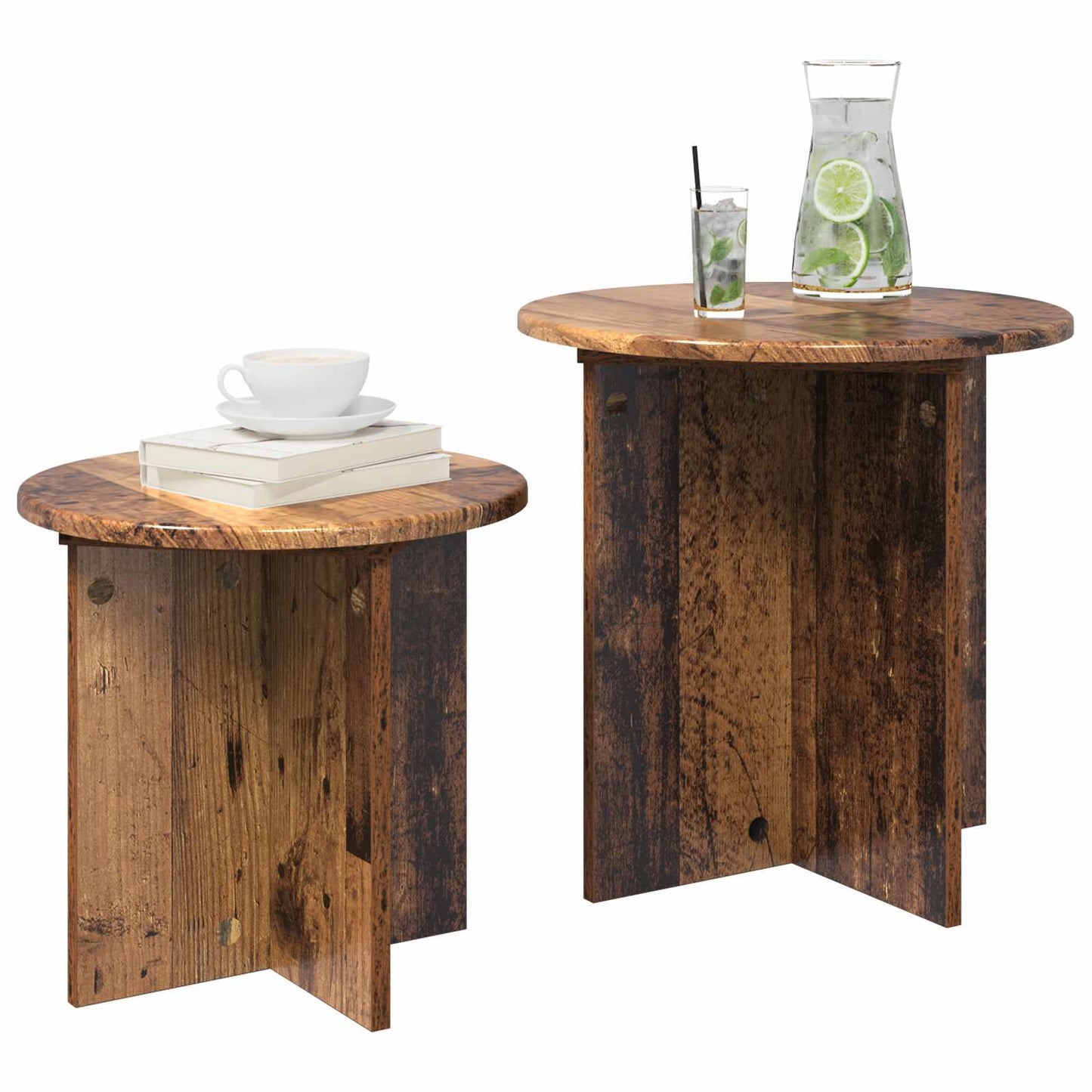 Sidebordssett 2 pcs Gammelt tre Konstruert tre