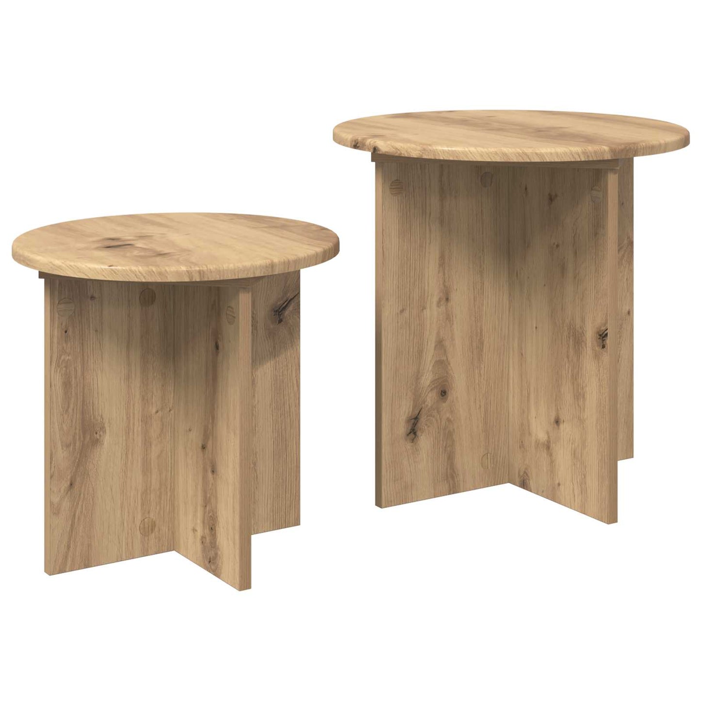 Sidebordssett 2 stk. Artisan eik Ø 45 x 45 cm Konstruert tre