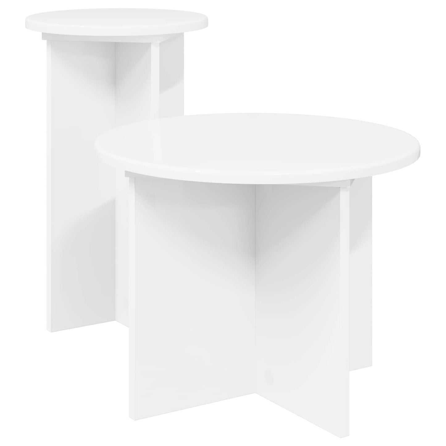 Sidebordssett med lagring 2 pcs Hvit Konstruert tre
