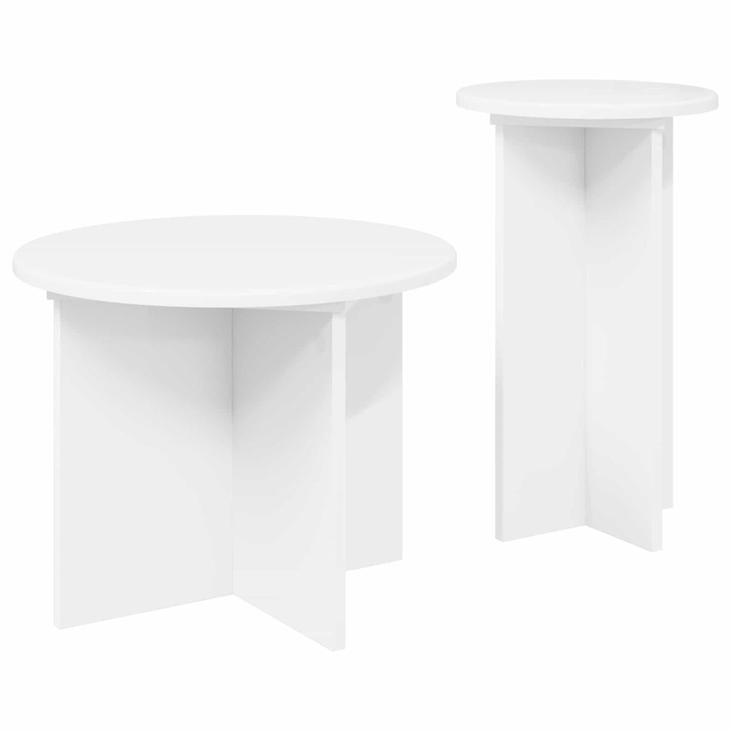 Sidebordssett med lagring 2 pcs Hvit Konstruert tre