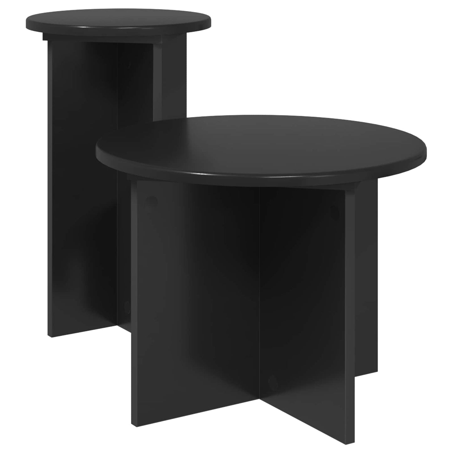 Sidebordssett 2 stk. Svart eik Ø 45 x 35 cm Konstruert tre
