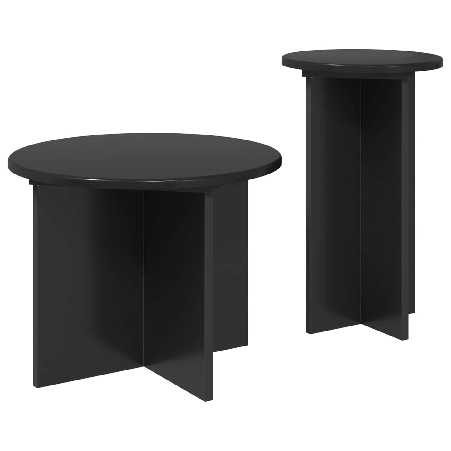 Sidebordssett 2 stk. Svart eik Ø 45 x 35 cm Konstruert tre