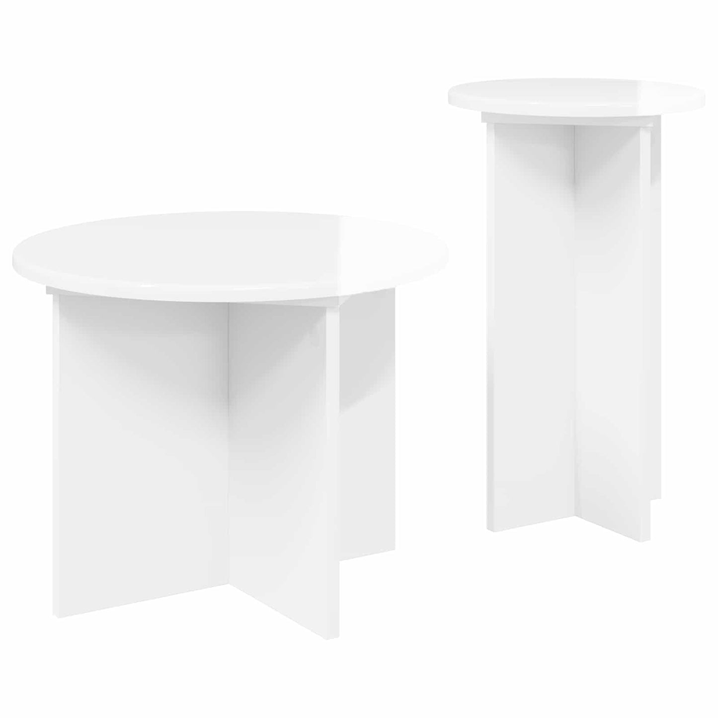 Sidebordssett med lagring 2 pcs Høgglans hvit Konstruert tre