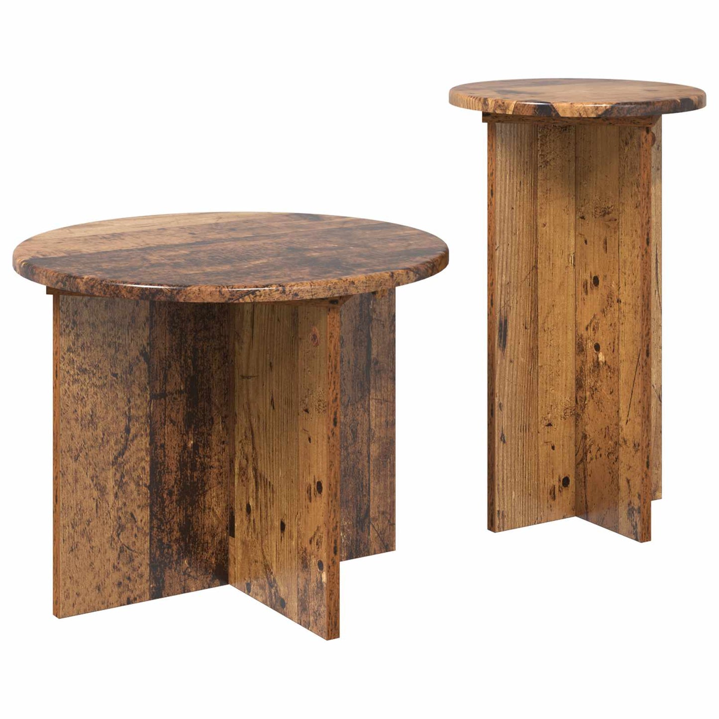 Sidebordssett med lagring 2 pcs Gammelt tre Konstruert tre