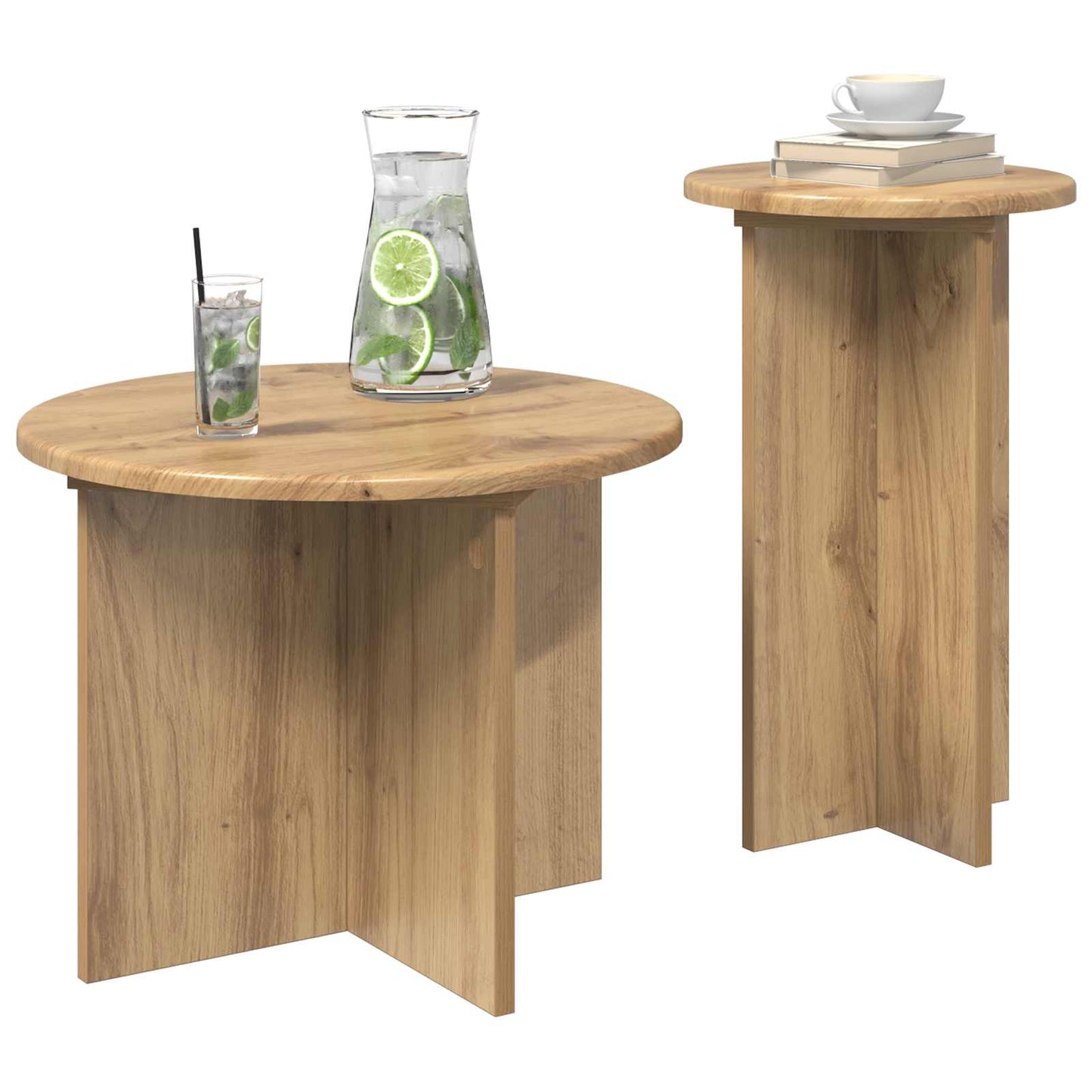 Sidebordssett med lagring 2 pcs Artisan eik Konstruert tre