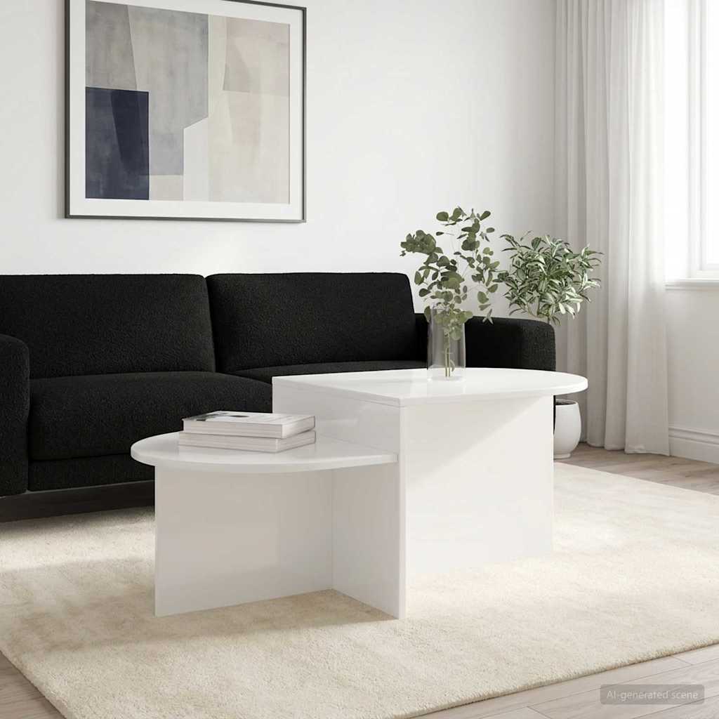 Kaffebord Høgglans hvit 100 x 50 x 40 cm Konstruert tre