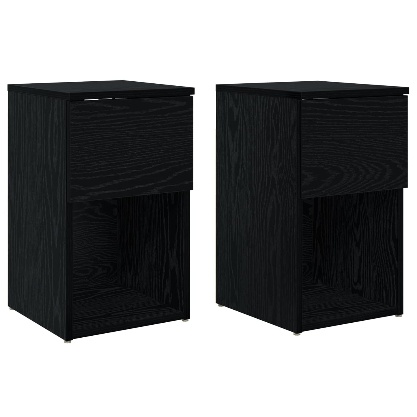 Sengeskap 2 pcs Svart eik 29 x 31,5 x 49 cm Konstruert tre
