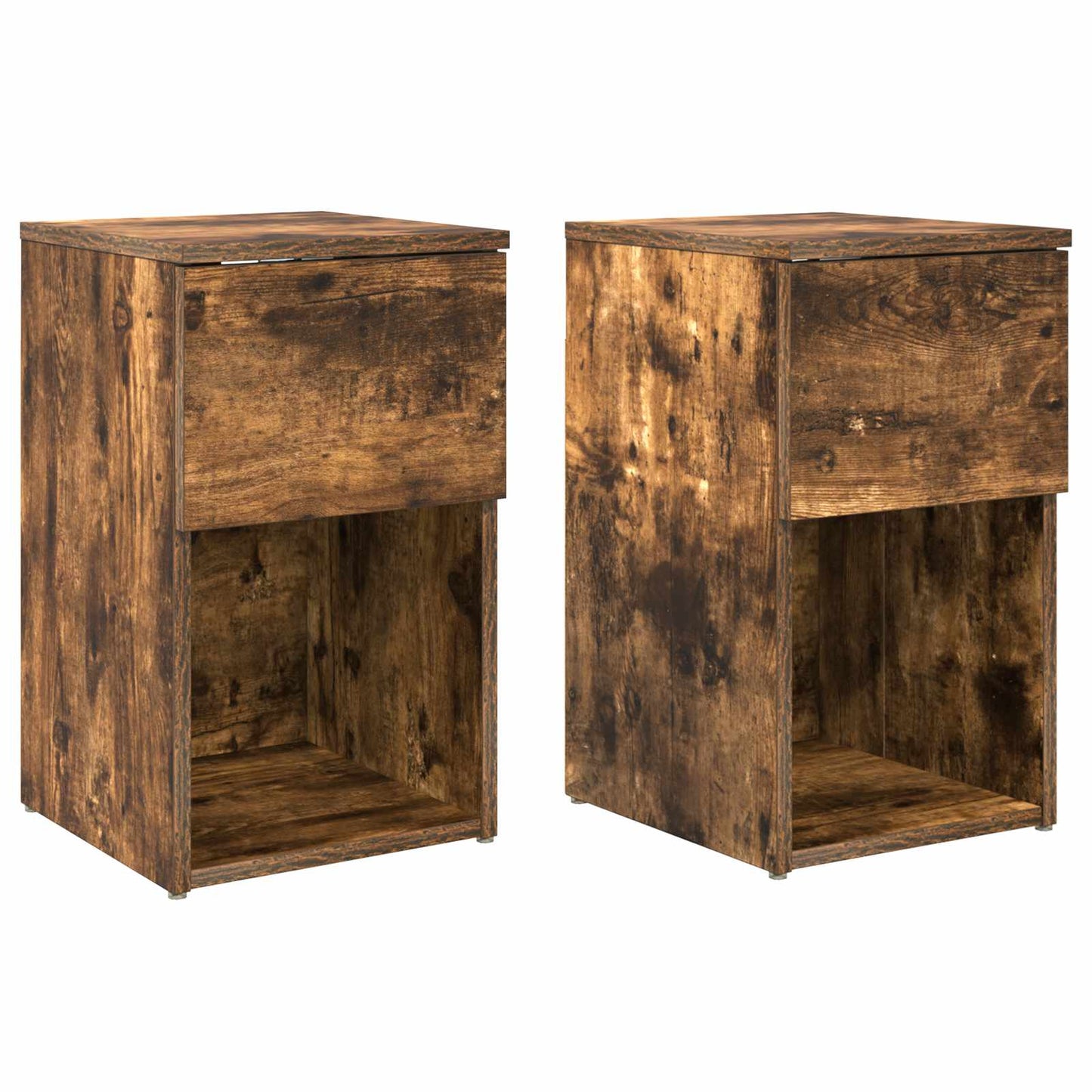 Sengeskap 2 pcs Røkt Eik 29 x 31,5 x 49 cm Konstruert tre