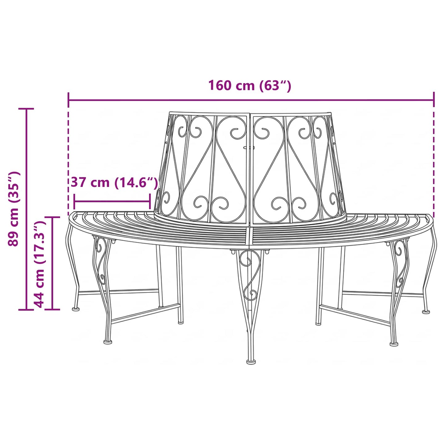 Trebens 4-Antall seter 160 x 80 x 89 cm Stål Antikk Brun