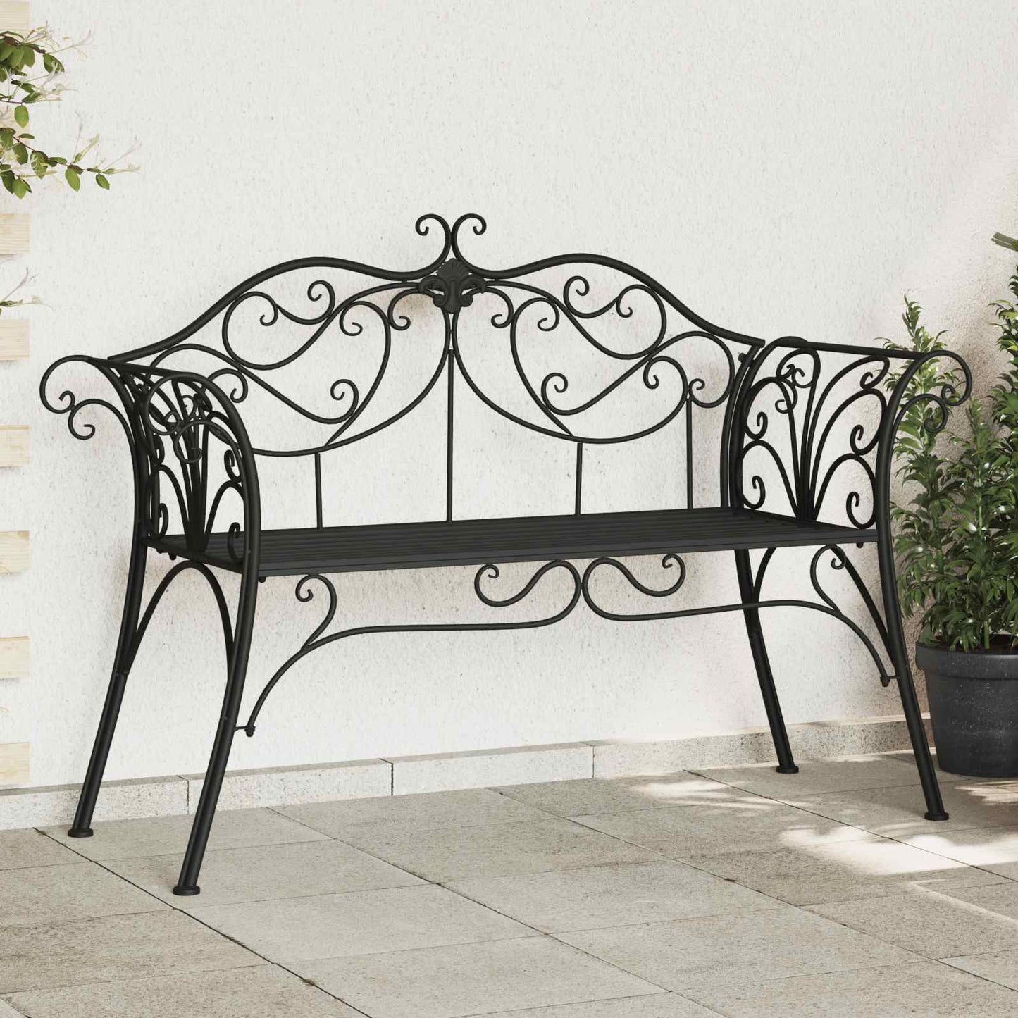 Hagebenk 2-Antall seter 130 x 47 x 90 cm Stål Svart