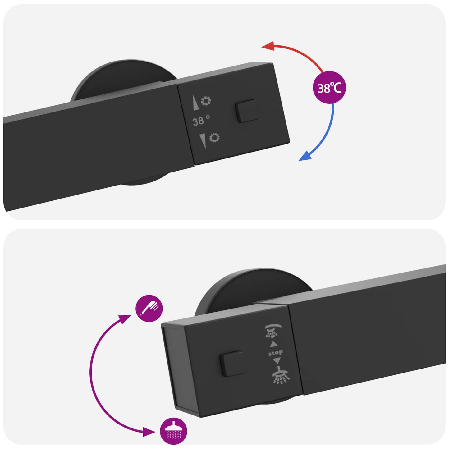 Termostatisk dusjsystem sett Rustfritt stål 201