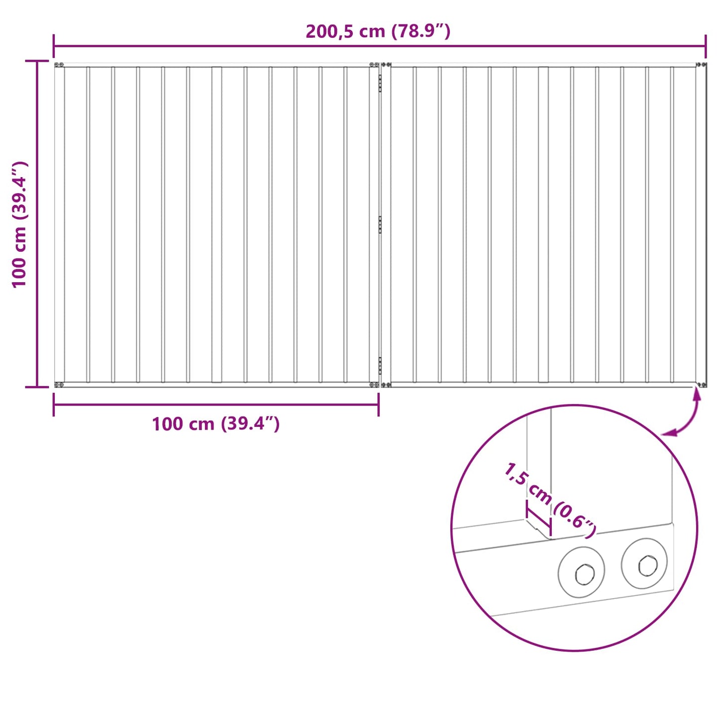 Hundeluke 2 Panels Svart 100 x 100 cm Galvanisert Stål