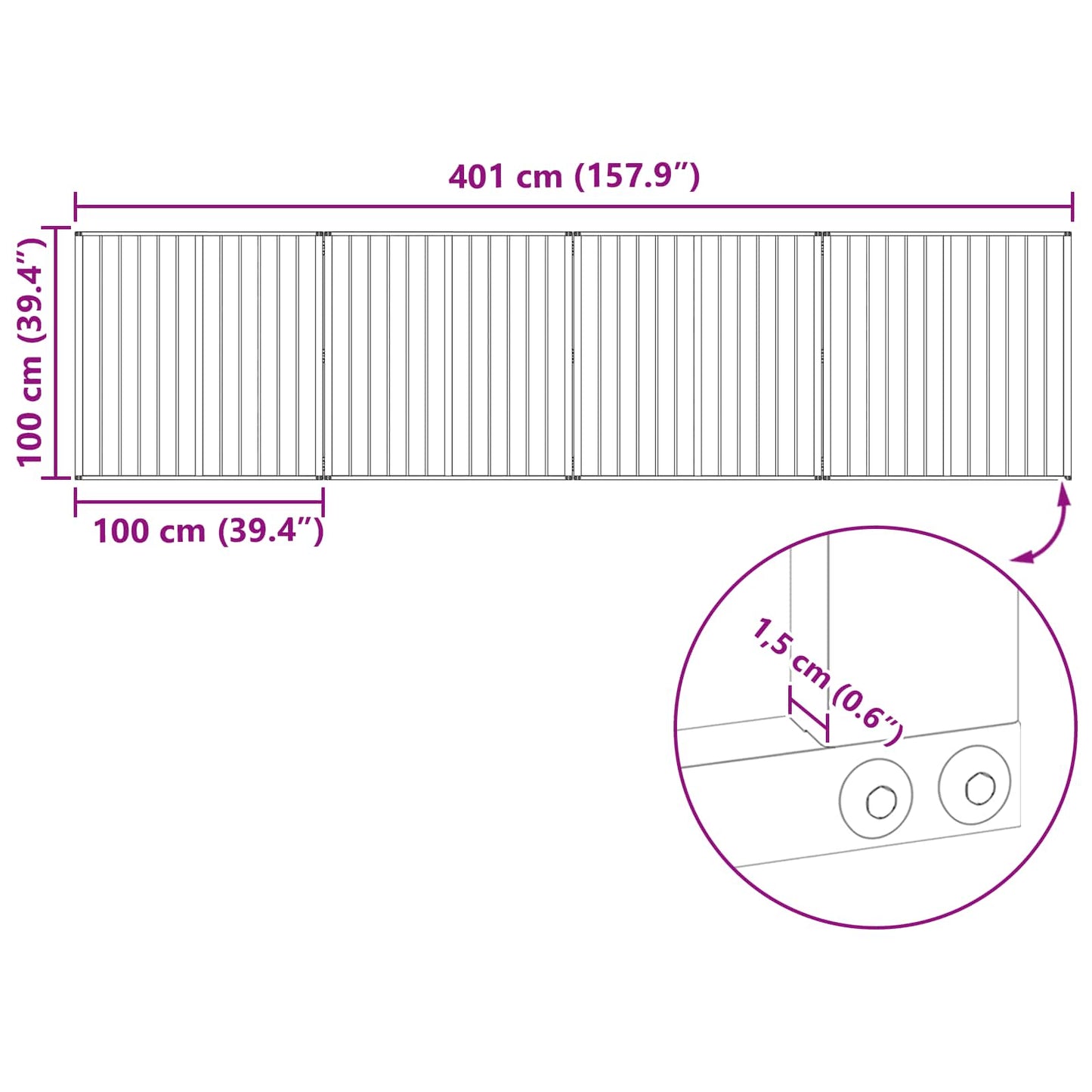 Hundeluke 4 pcs Svart 100 x 100 cm Galvanisert Stål