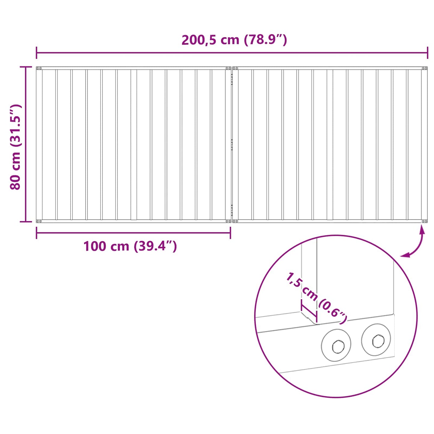 Hundeluke 2 pcs Svart 100 x 80 cm Galvanisert Stål