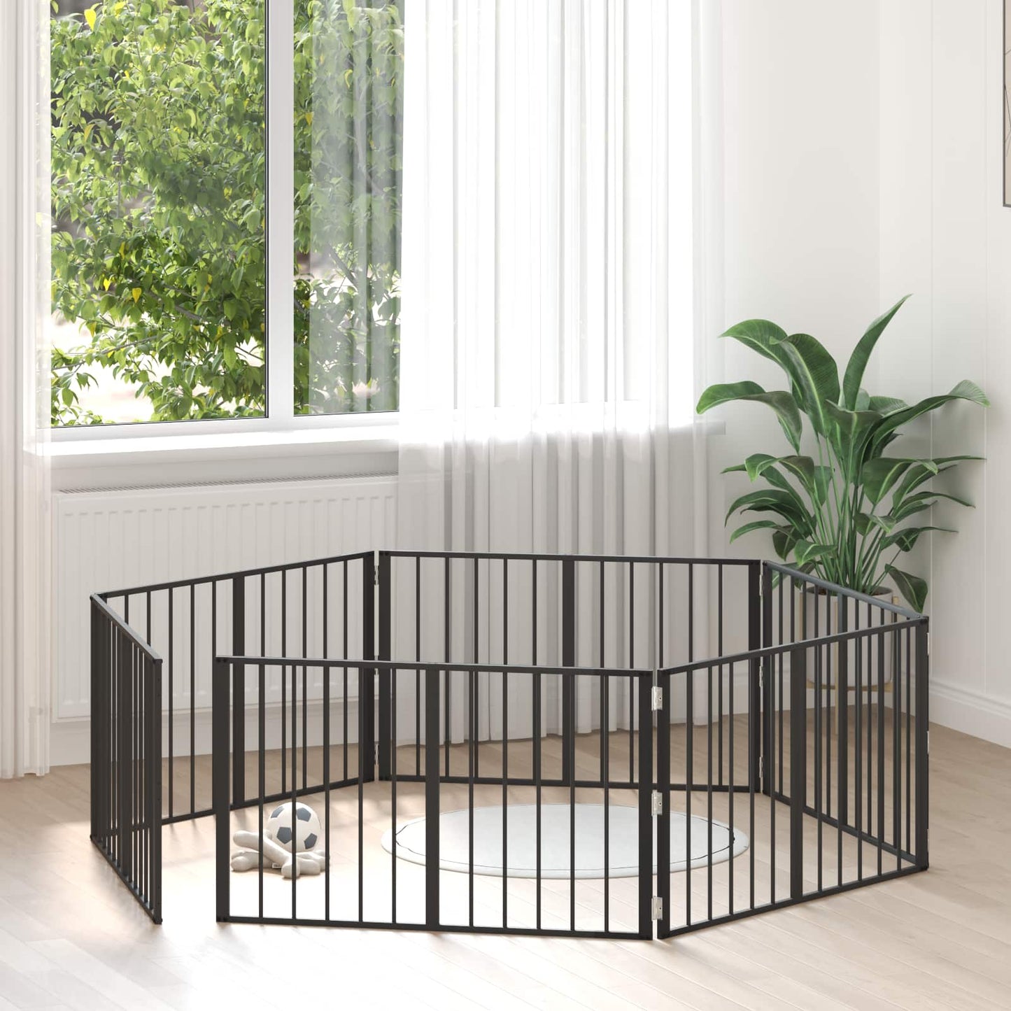 Hundeluke 6 pcs Svart 100 x 60 cm Galvanisert Stål