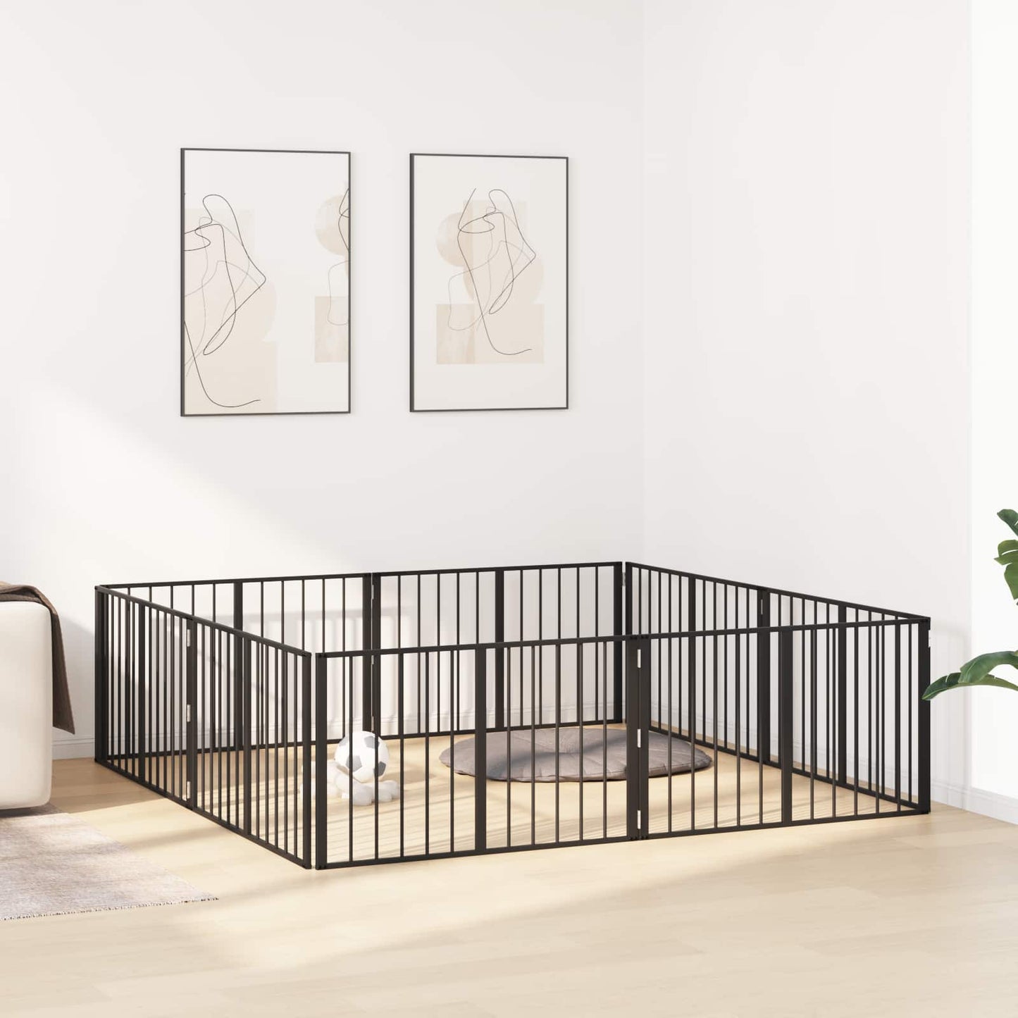 Hundeluke 8 pcs Svart 100 x 60 cm Galvanisert Stål