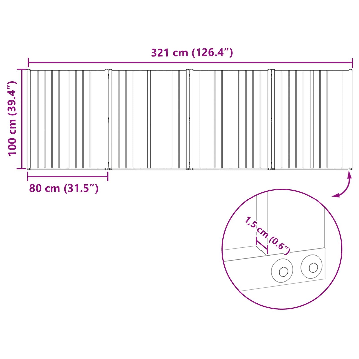 Hundeluke 4 pcs Svart 80 x 100 cm Galvanisert Stål