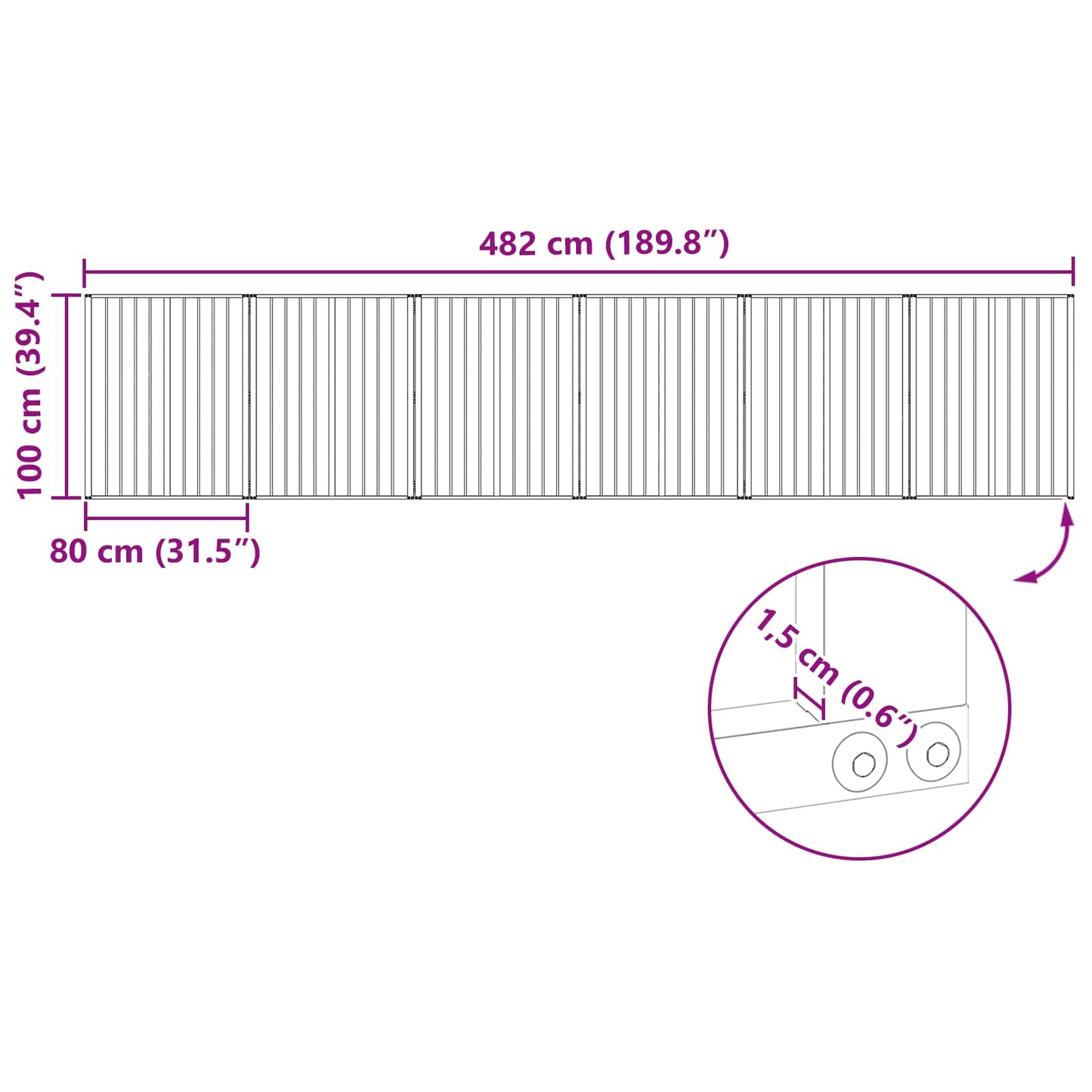 Hundeluke 6 pcs Svart 80 x 100 cm Galvanisert Stål