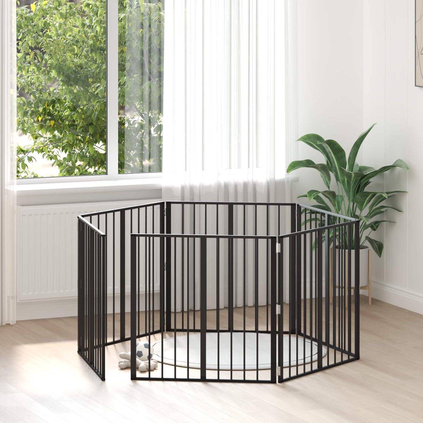 Hundeluke 6 pcs Svart 80 x 80 cm Galvanisert Stål