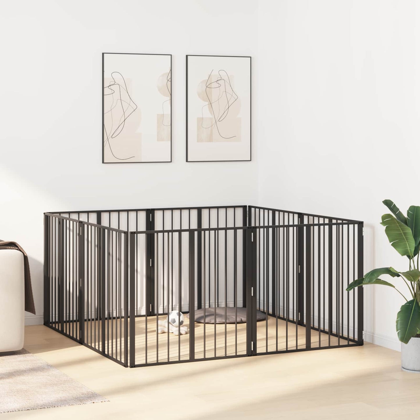 Hundeluke 8 pcs Svart 80 x 80 cm Galvanisert Stål