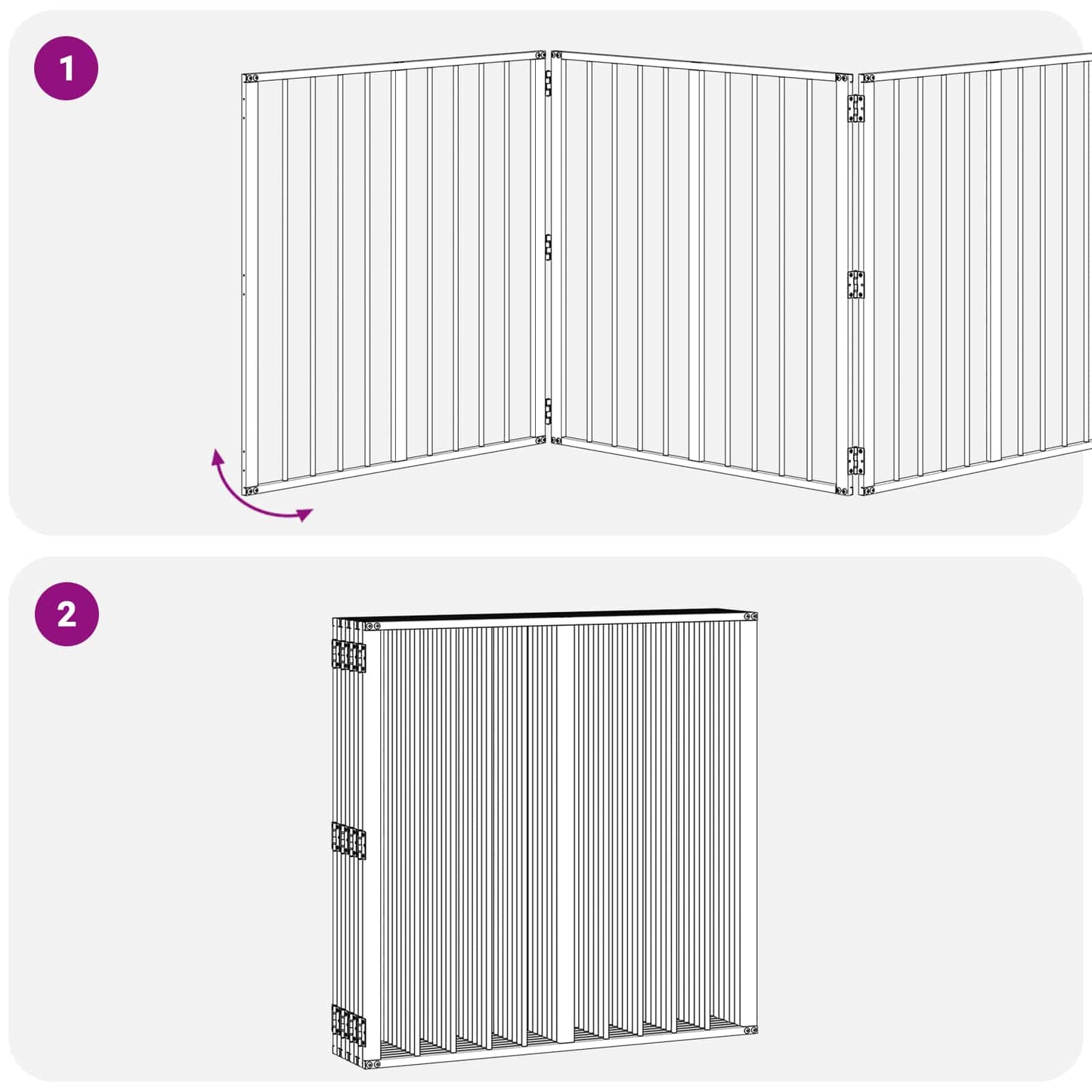 Hundeluke 8 pcs Svart 80 x 80 cm Galvanisert Stål