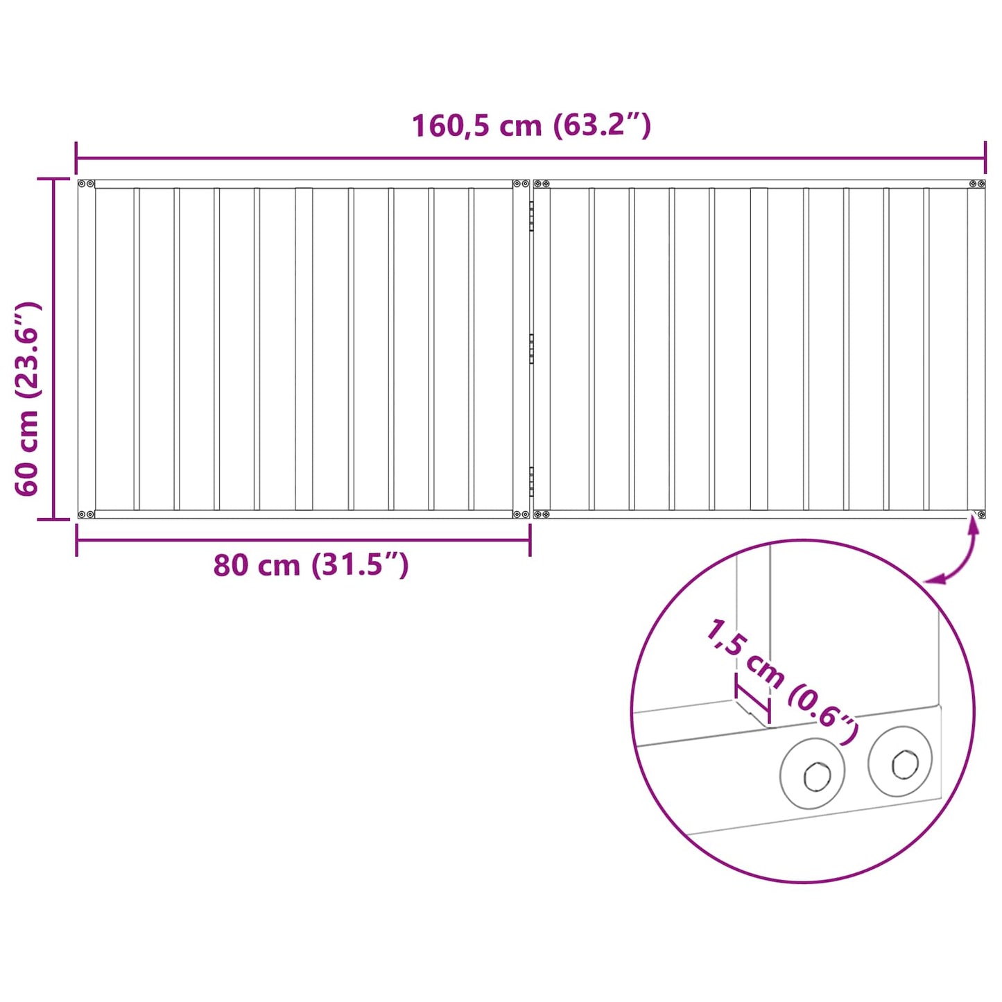 Hundeluke 2 pcs Svart 80 x 60 cm Galvanisert Stål
