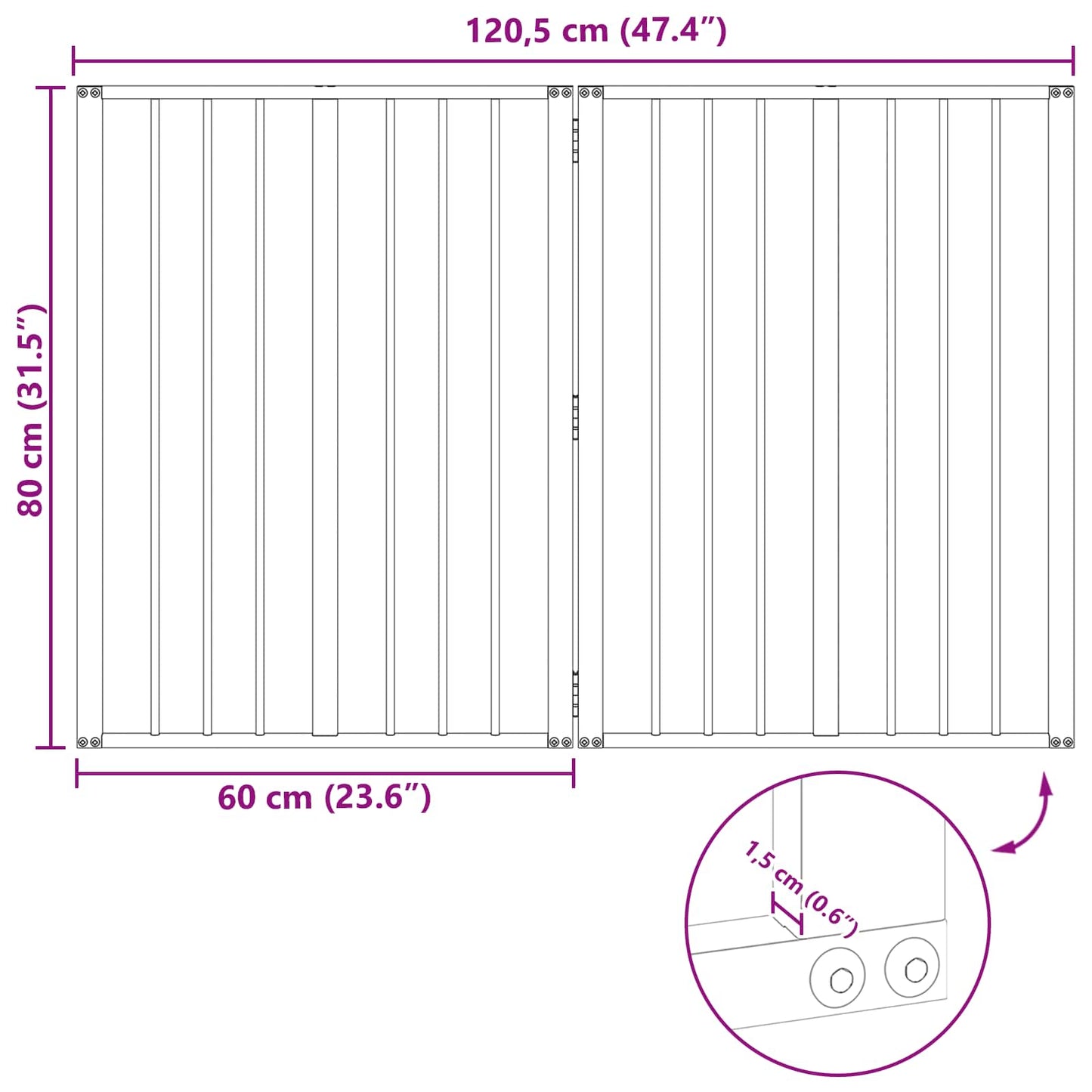Hundeluke 2 pcs Svart 60 x 80 cm Galvanisert Stål