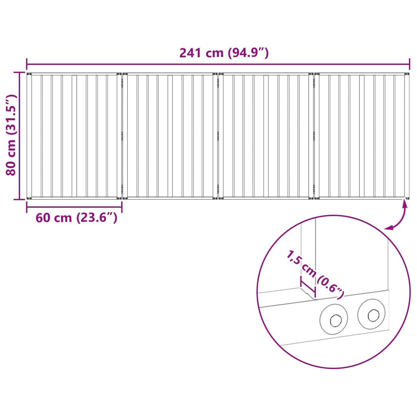 Hundeluke 4 pcs Svart 60 x 80 cm Galvanisert Stål