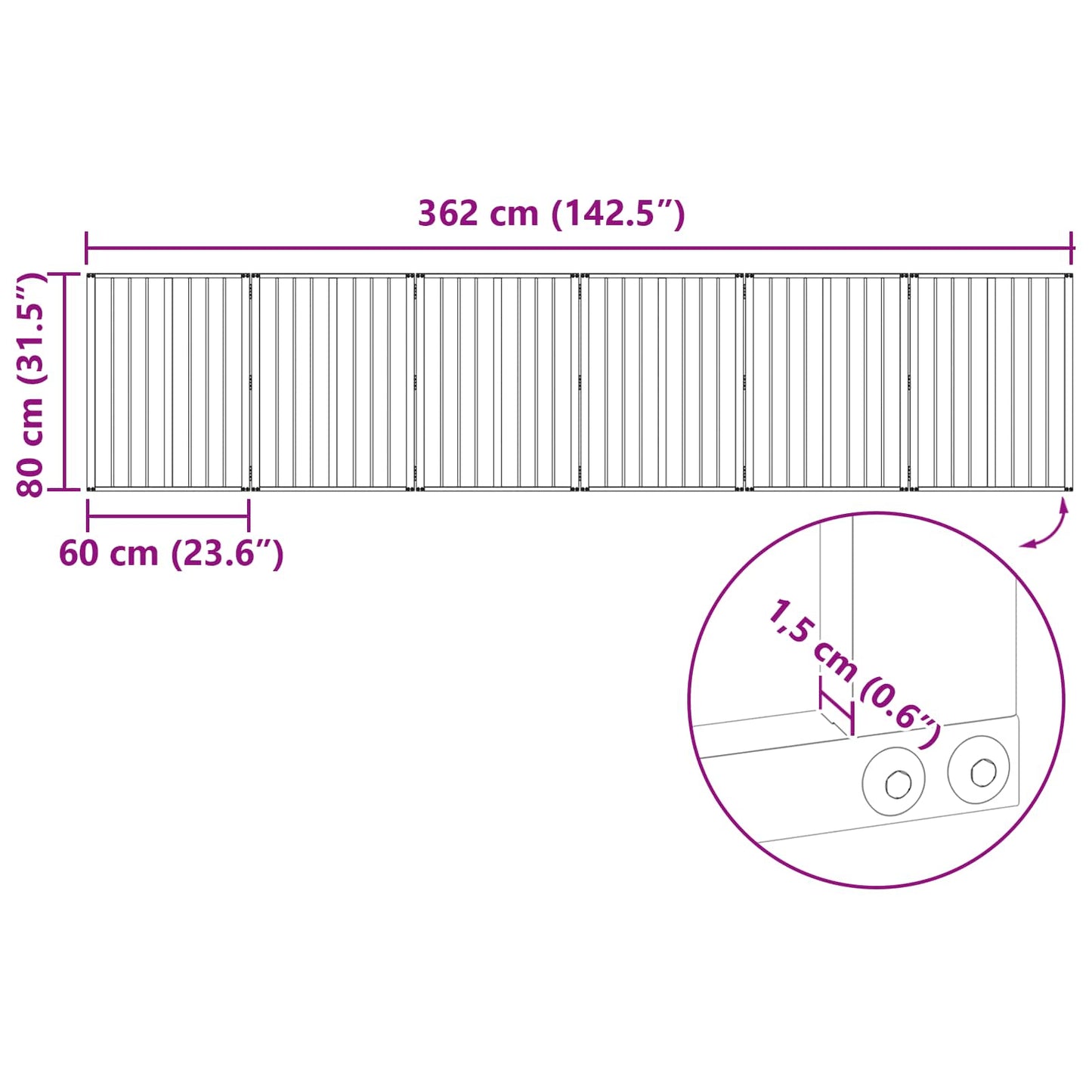 Hundeluke 6 pcs Svart 60 x 80 cm Galvanisert Stål
