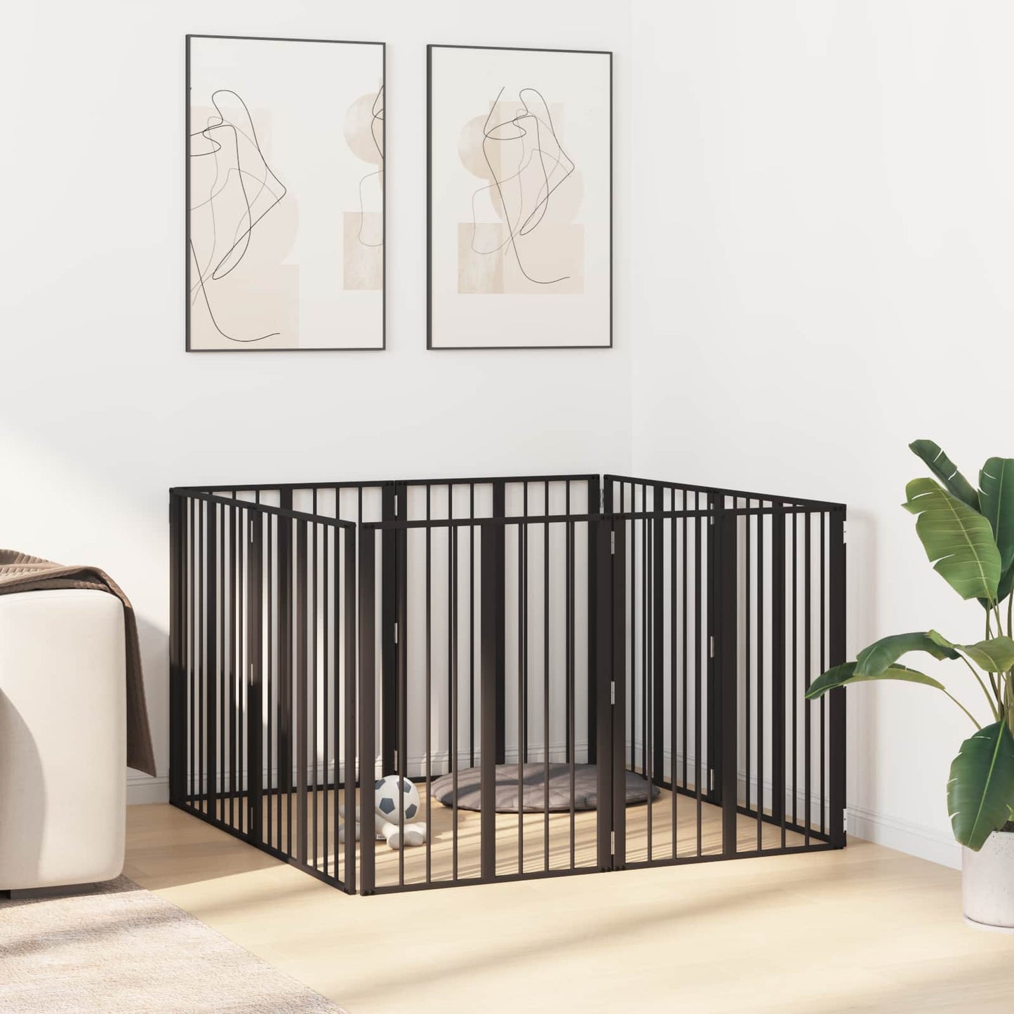 Hundeluke 8 pcs Svart 60 x 80 cm Galvanisert Stål