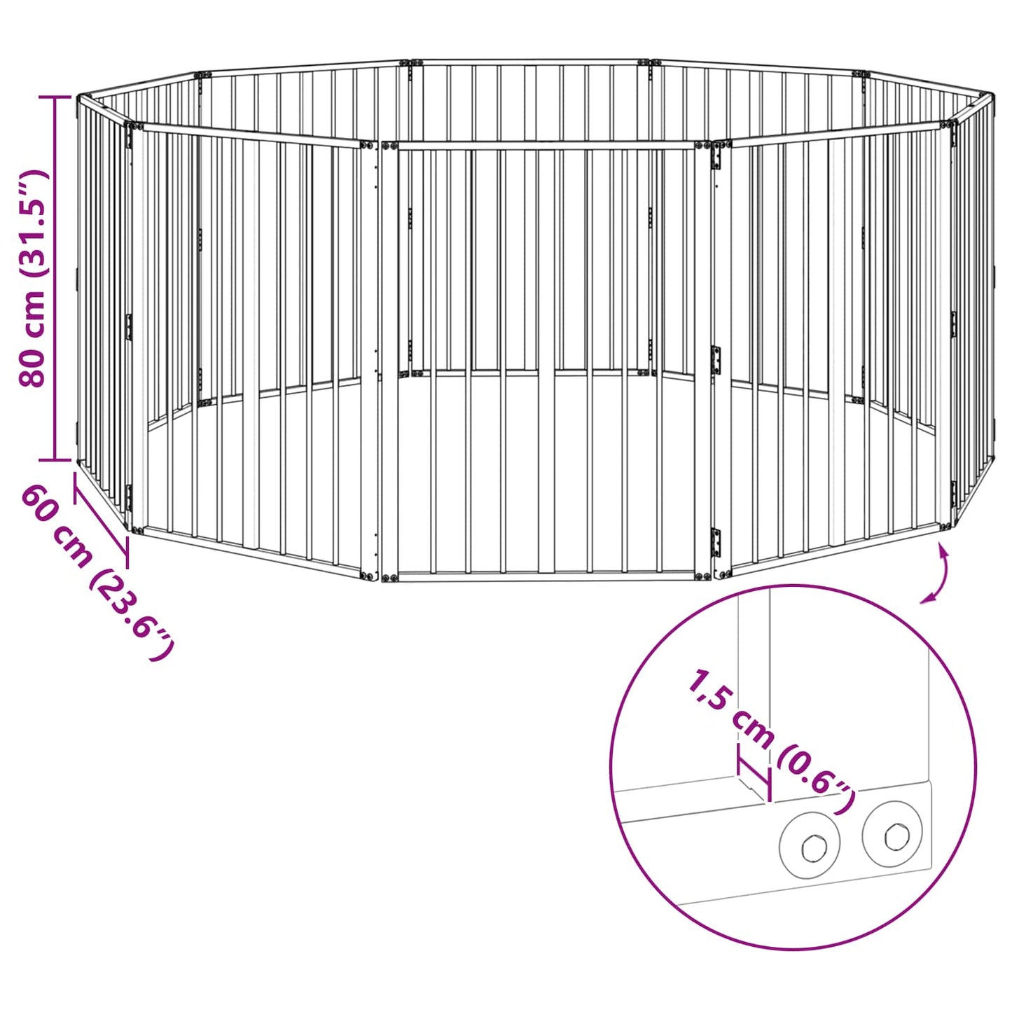 Hundeluke 10 pcs Svart 60 x 80 cm Galvanisert Stål