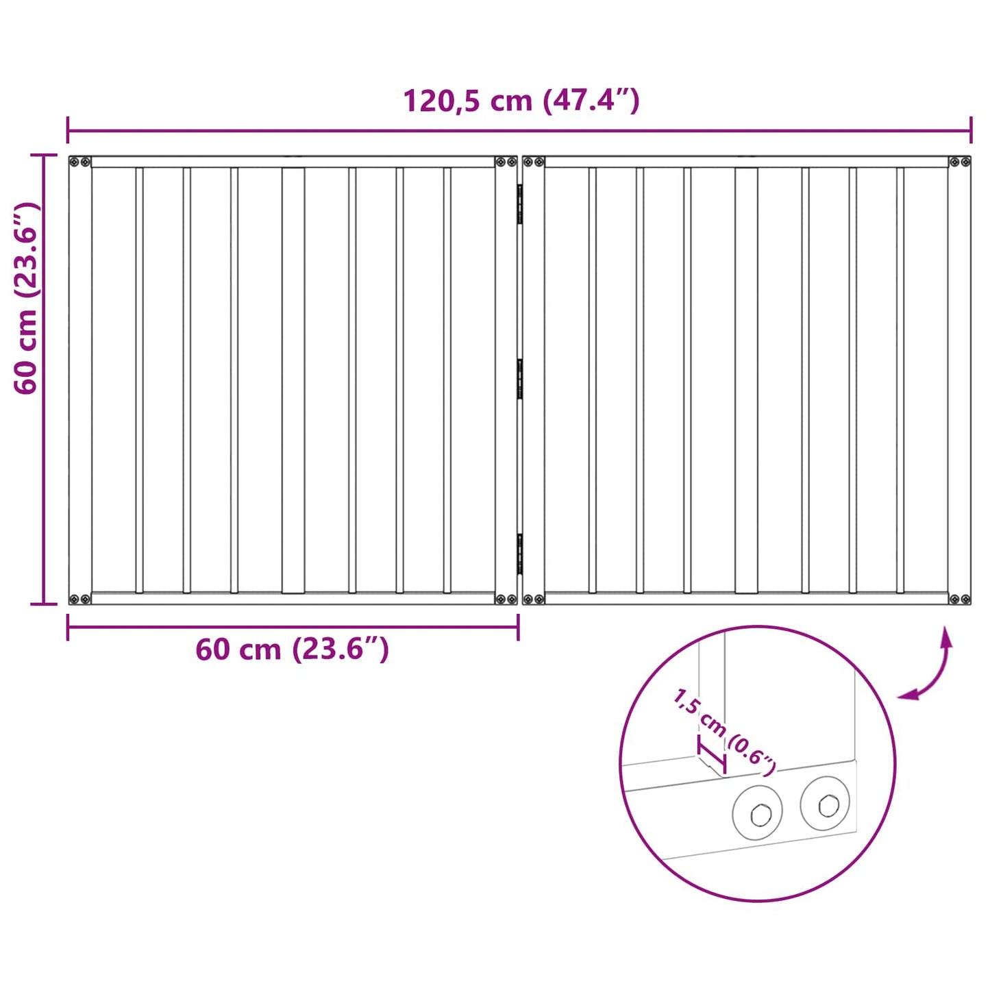 Hundeluke 2 pcs Svart 60 x 60 cm Galvanisert Stål
