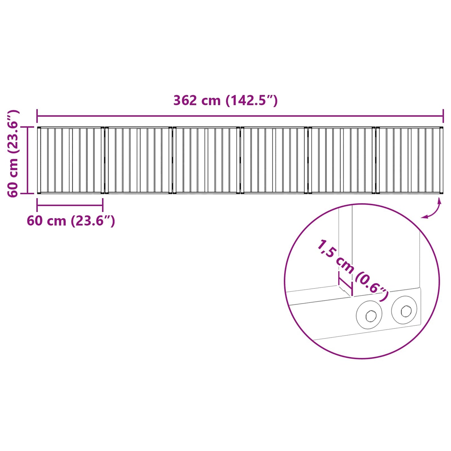 Hundeluke 6 pcs Svart 60 x 60 cm Galvanisert Stål
