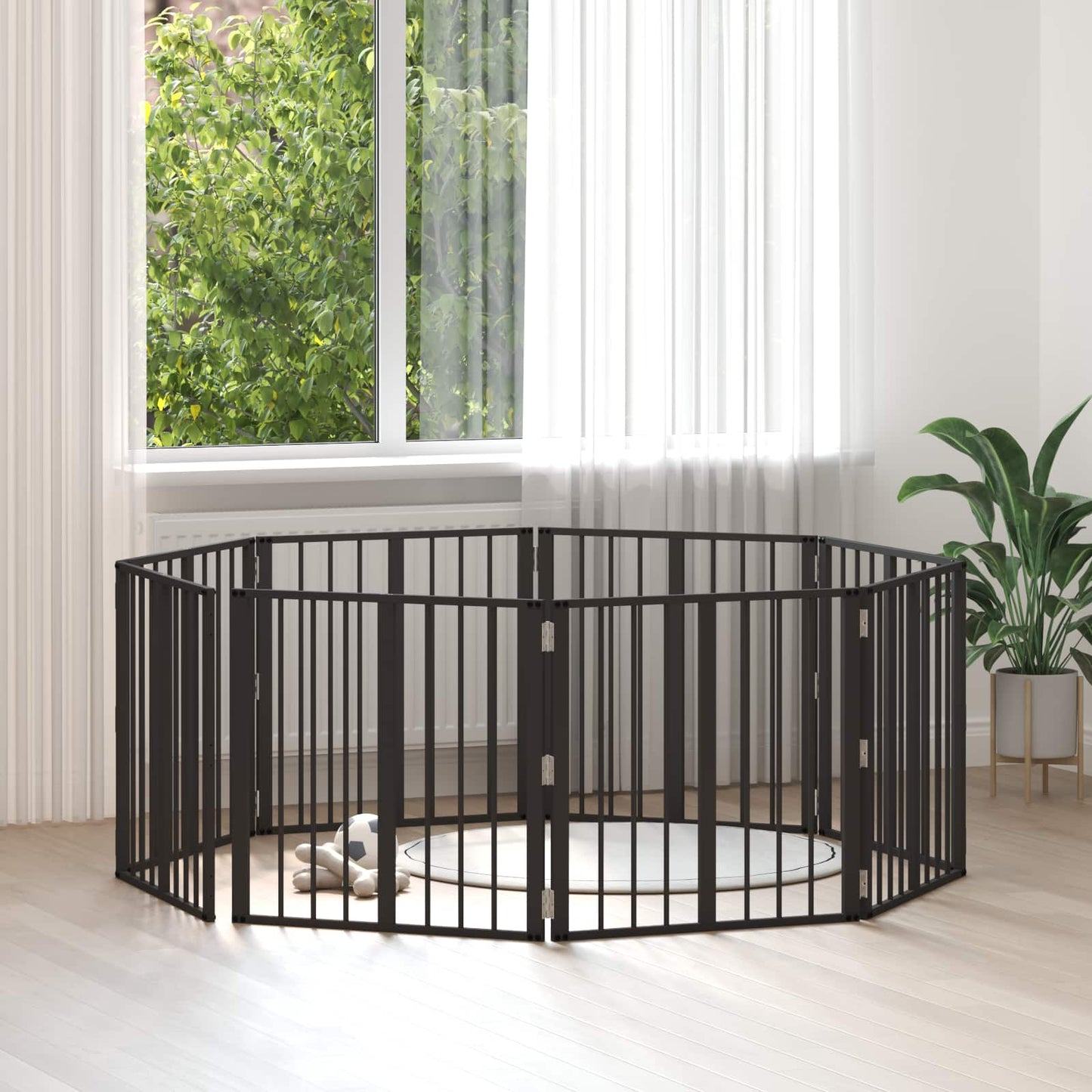 Hundeluke 8 pcs Svart 60 x 60 cm Galvanisert Stål