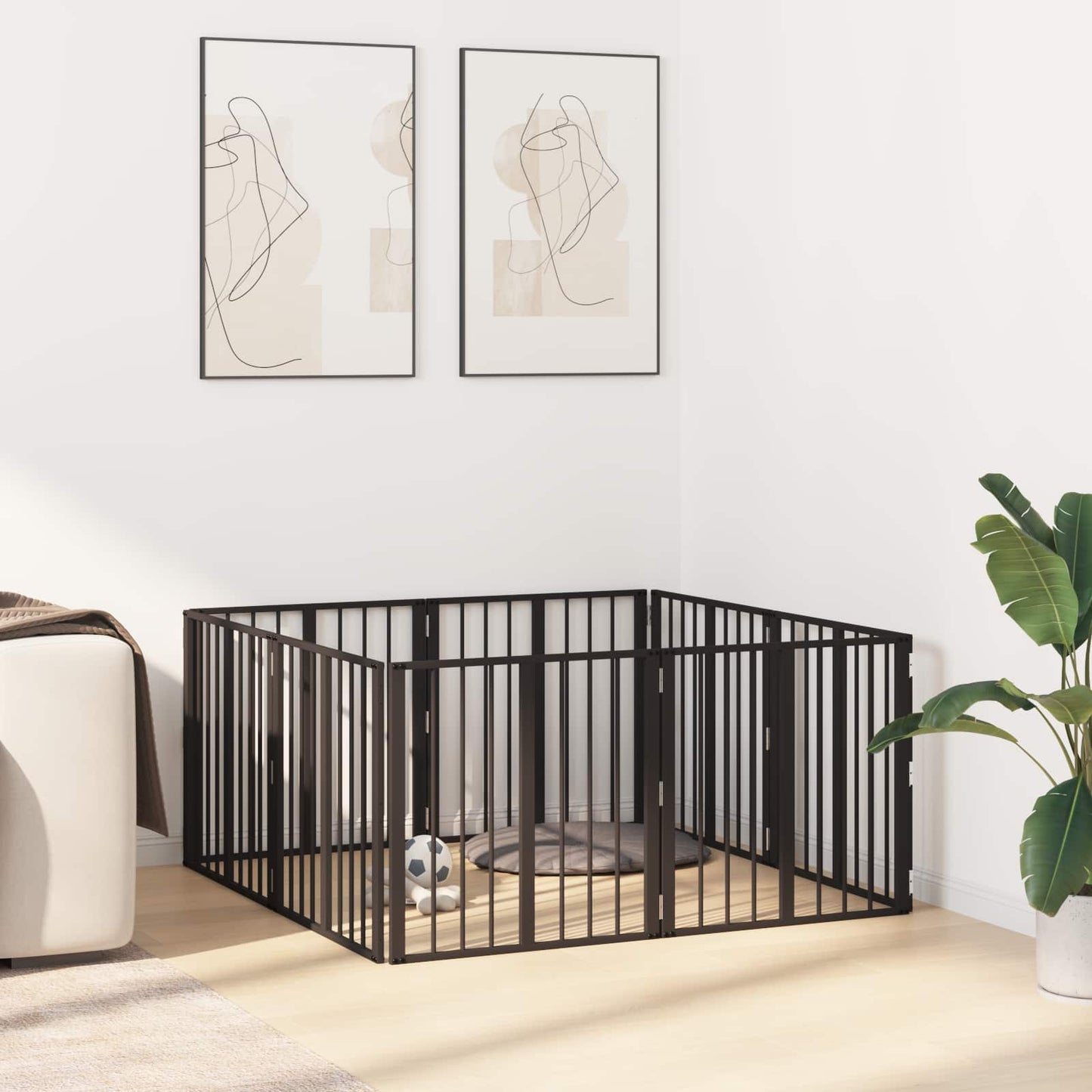Hundeluke 8 pcs Svart 60 x 60 cm Galvanisert Stål