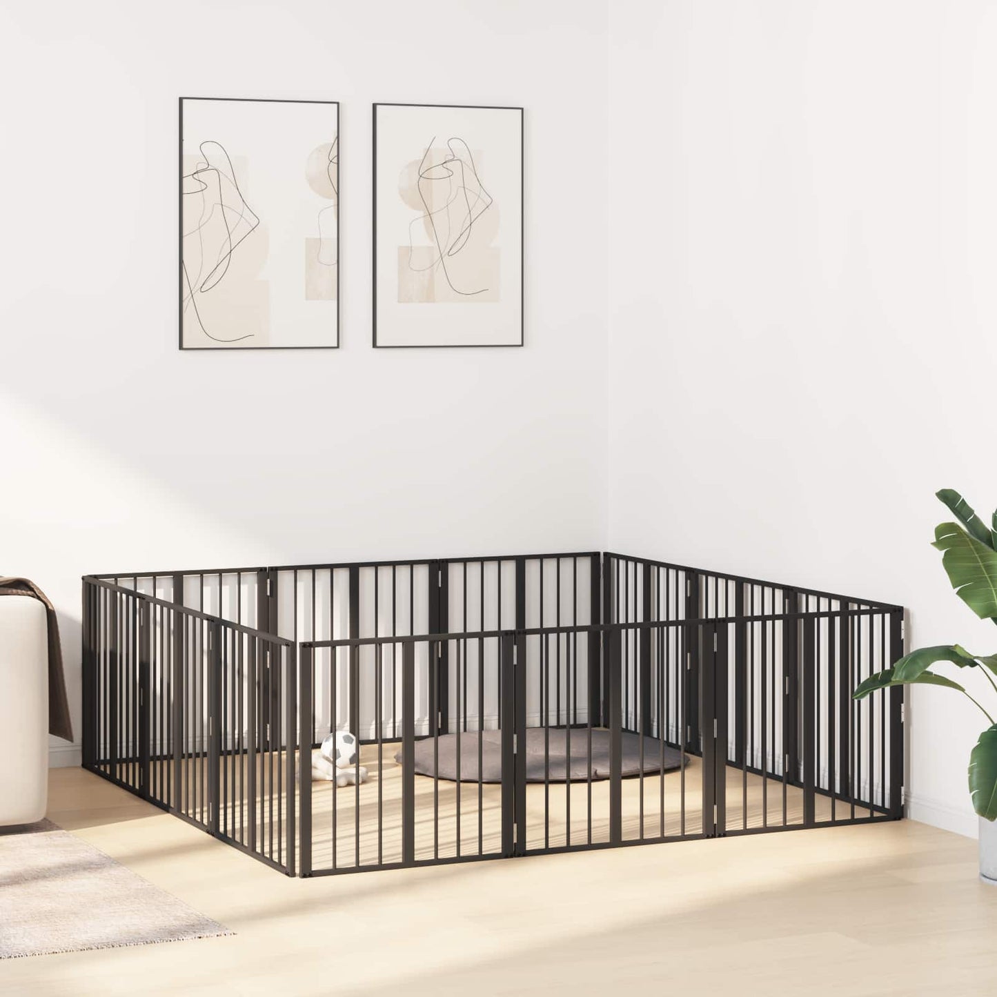 Hundeluke 12 pcs Svart 60 x 60 cm Galvanisert Stål